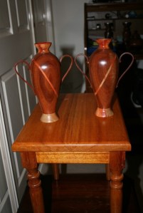 Matching vases. Second prize masters competition. Jarrah and Carob